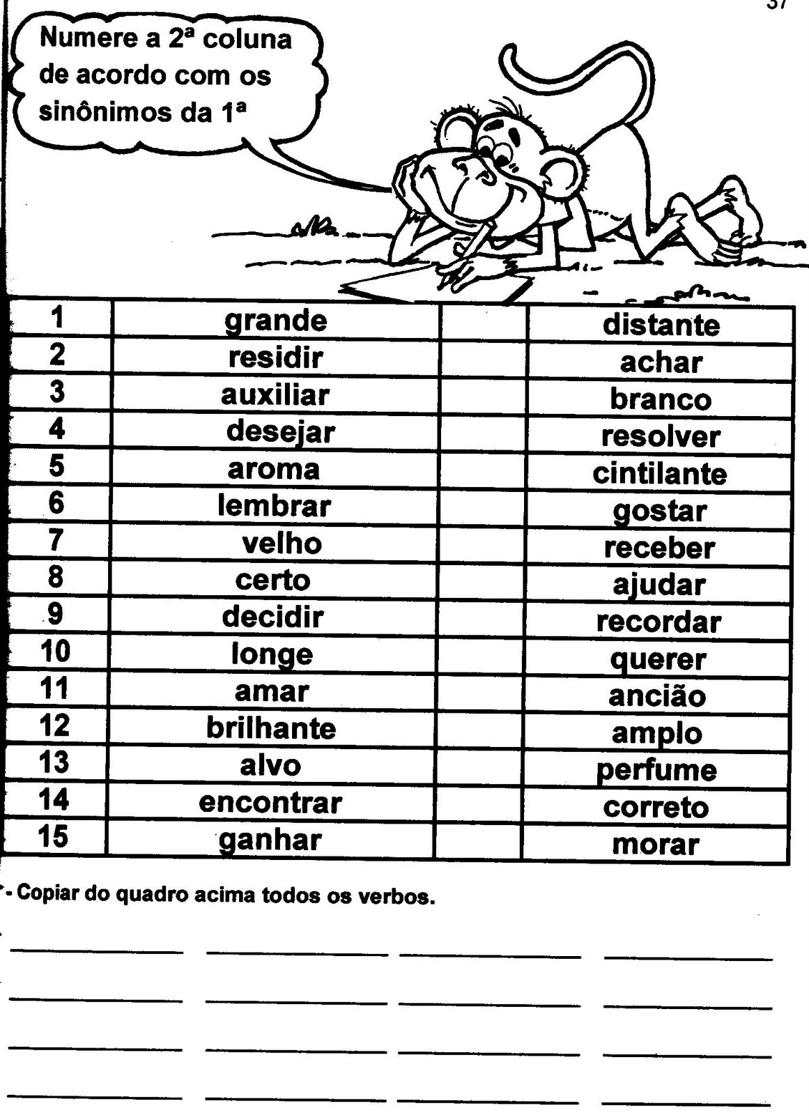 Escola Saber: Atividades de sinônimo e antônimo para imprimir