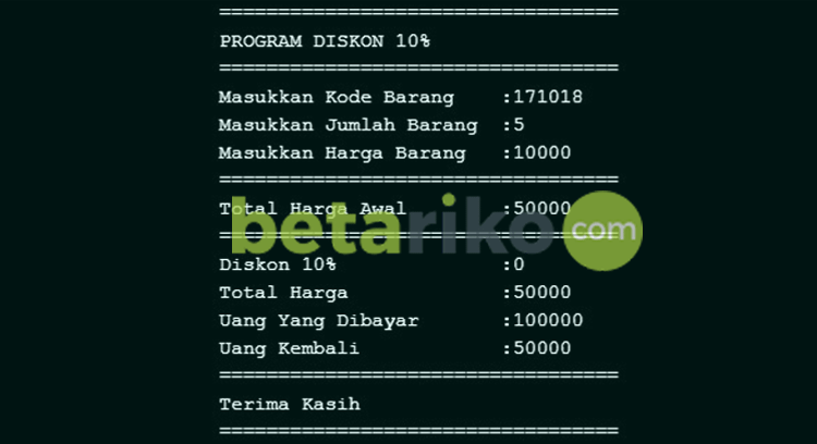Tugas Logika Algoritma Buatlah Program Dari Pseudocode Penjualan Barang Dengan Diskon 10 Betariko