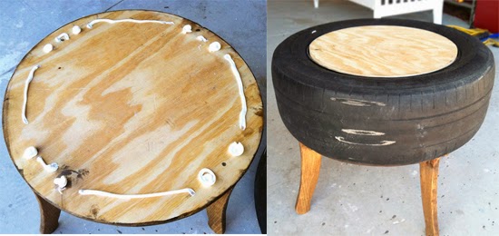 mesa feita com pneu