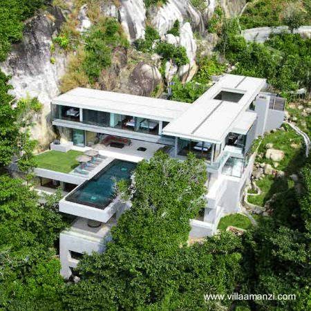 Diseño moderno estilo Minimalista contemporáneo ubicada en Phuket Villa Amanzi estructura volada en Tailandia