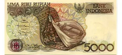 Gambar uang kertas Indonesia Rp 5000 terbitan tahun 1992