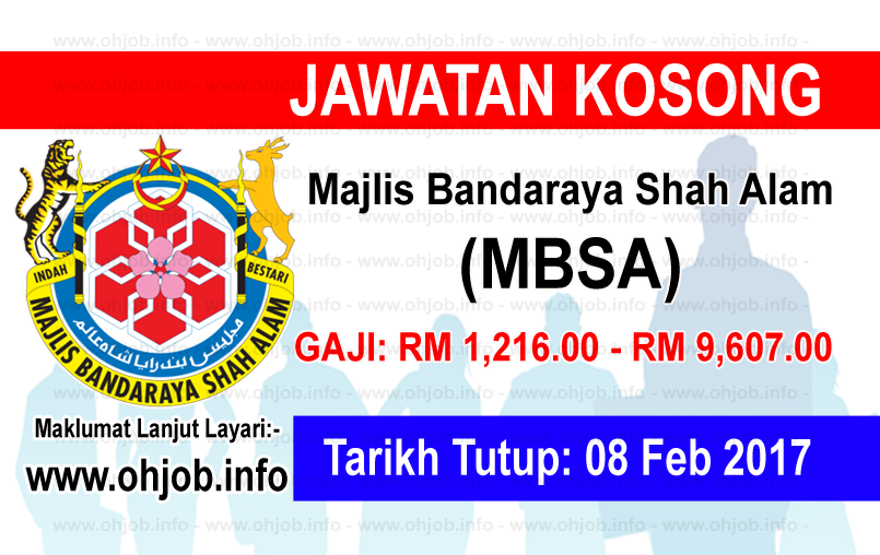 Jawatan Kerja Kosong Majlis Bandaraya Shah Alam (MBSA) logo www.ohjob.info februari 2017