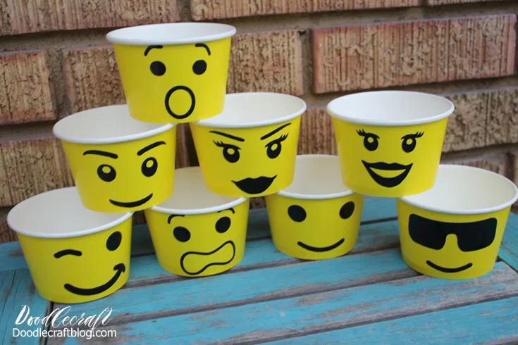 LEGO Paper Cup Faces Party Favors