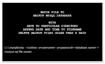 Batch File Example Code To Backup MySQL Database To A Particular Folder, Append Date and Time, Delete Backups Older Than X Days