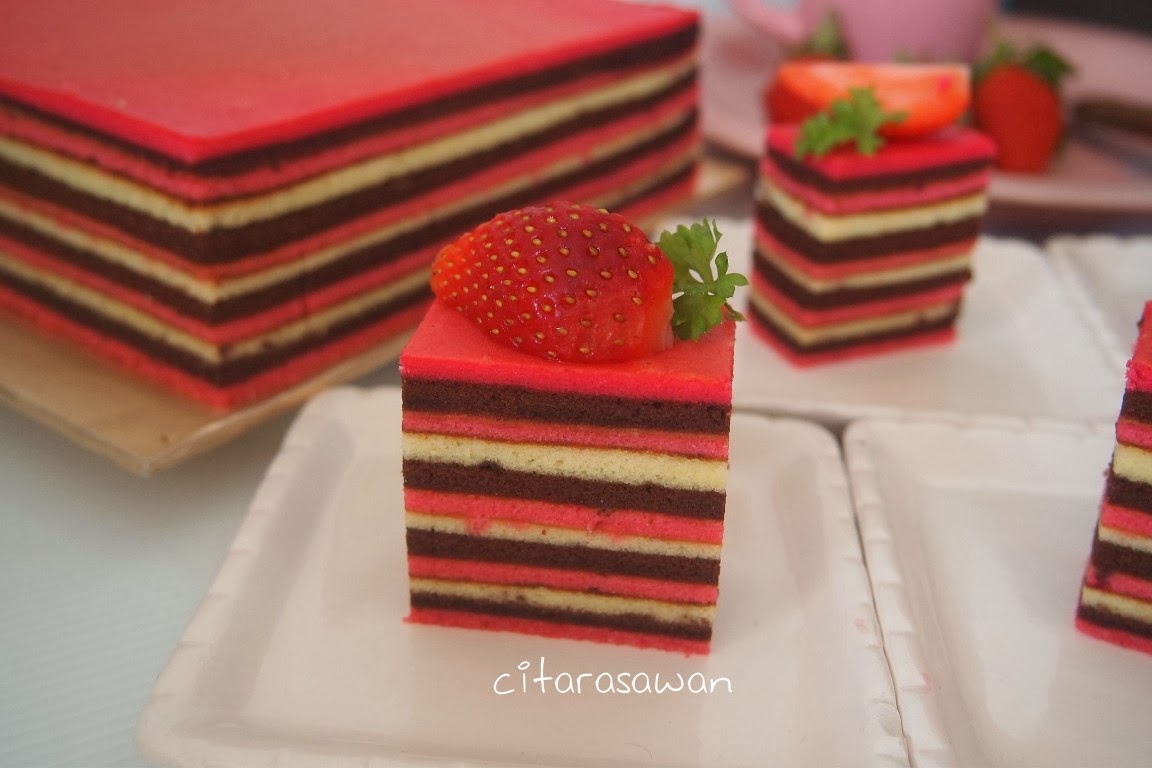 Kek Lapis Coklat Strawberry ~ Blog Kakwan