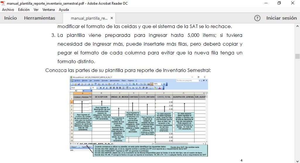 formato de informe de inventario