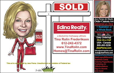 Edina Realty Yard Sign Business Card Caricatures