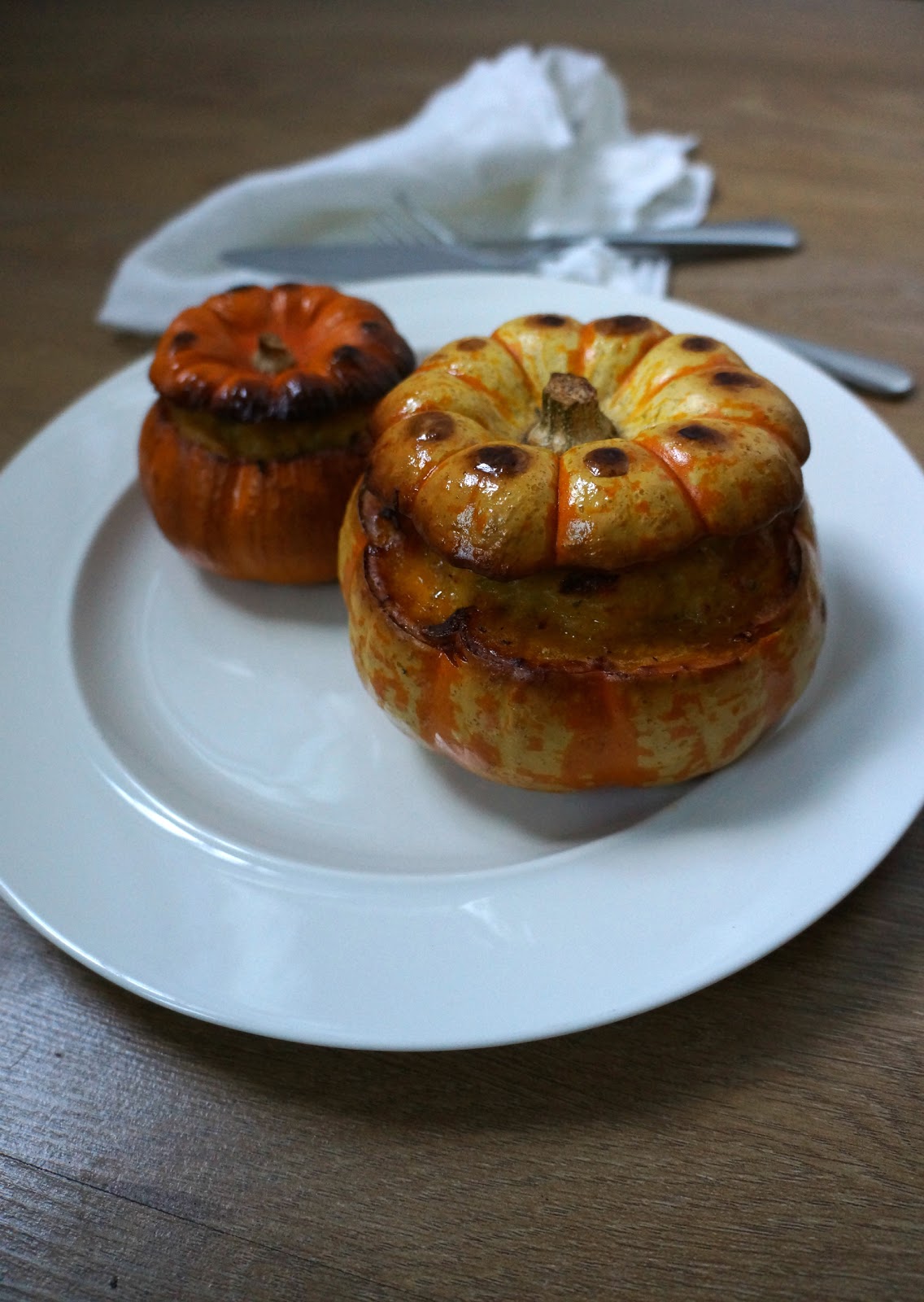 Baked stuffed pumpkin with cheddar sweet potato mash Wave to Mummy