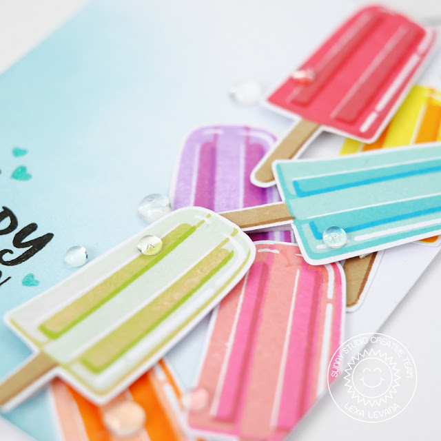 Sunny Studio Stamps: Perfect Popsicles Happy Rainbow Popsicle Card by Lexa Levana