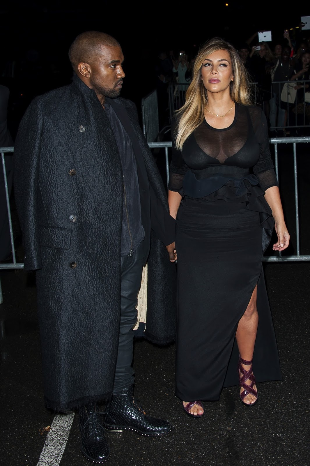 Kim Kardashian and Kanye West at the Givenchy Spring/Summer 2014 Paris Fashion Week Show