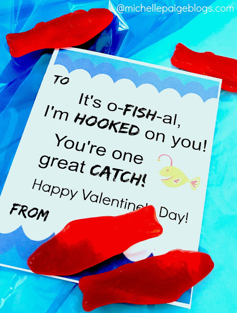 Fish Pun Printable Valentines @michellepaigeblogs.com