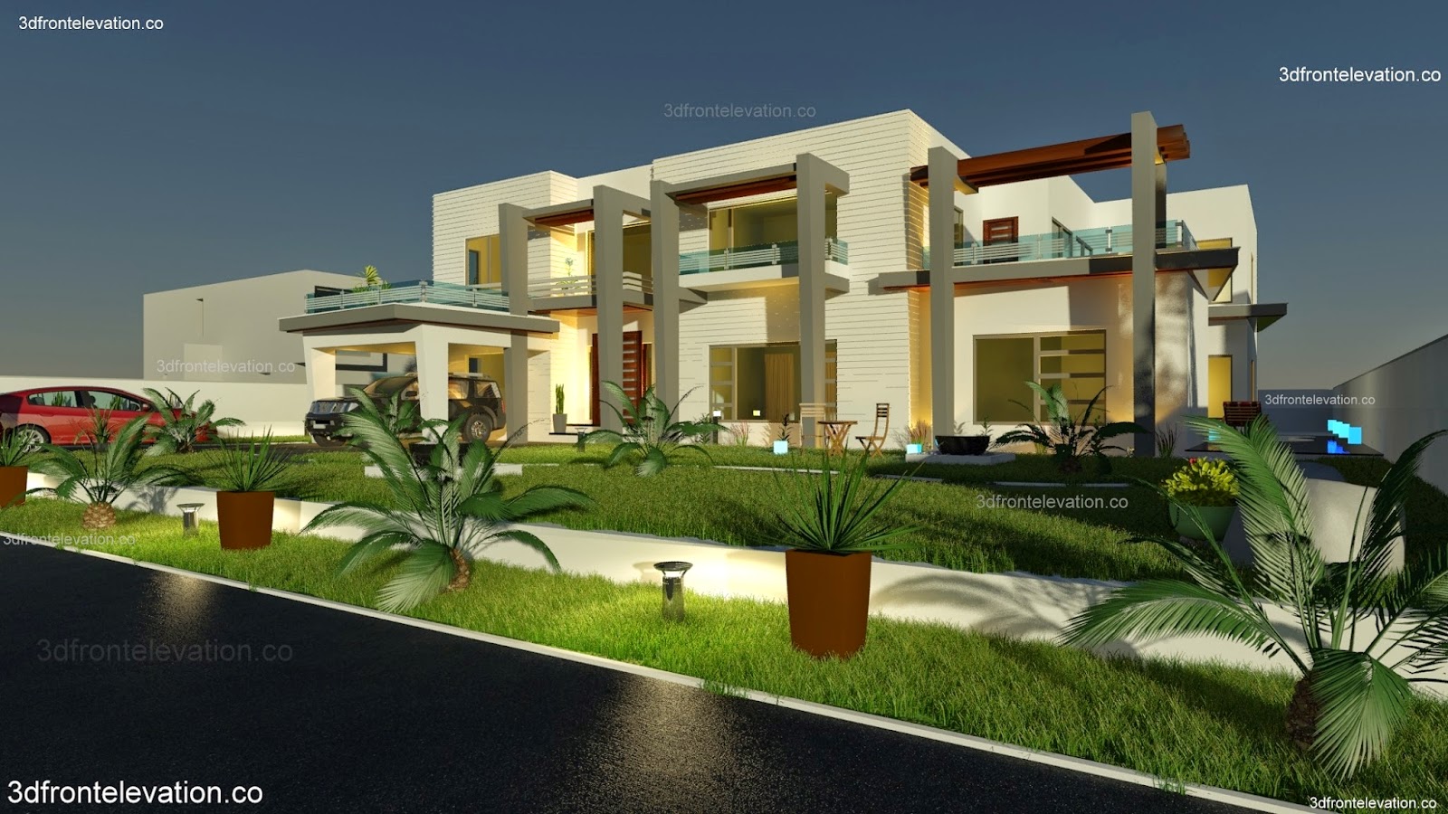 ... sq yard house Plan 3d Front elevation in DHA phase 5 karachi, Pakistan