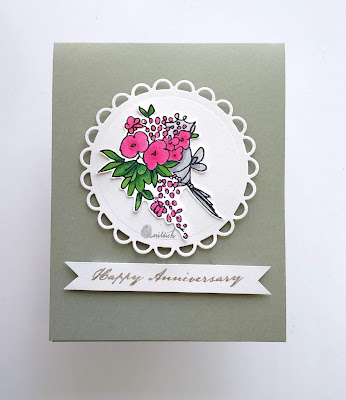 Altenew celebrations stamp set card, Bouquet stamp, Anniversary card, CAS card, floral card, Quillish, Sizzix, cards by Ishani, Clean and simple bouquet card