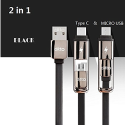 Karnotech® 2 in 1 Type C & Micro USB to Standard Type A Male with Reversible Connector for Type C USB or Micro USB Devices like New MacBook 12 in, Nokia N1, Samsung Galaxy/Note 3.3 Ft (1 M)