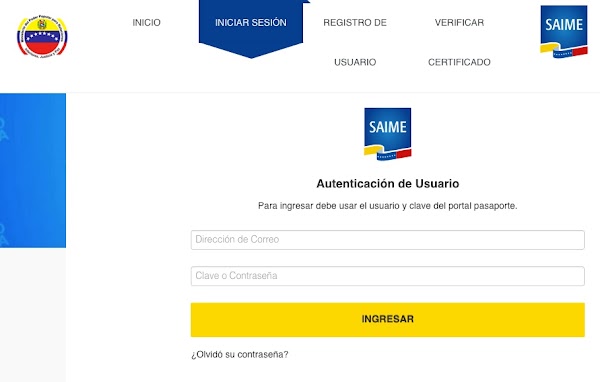 Iniciar sesión en la página del Saime con tu Usuario Iniciar sesión en la página del Saime con tu Usuario