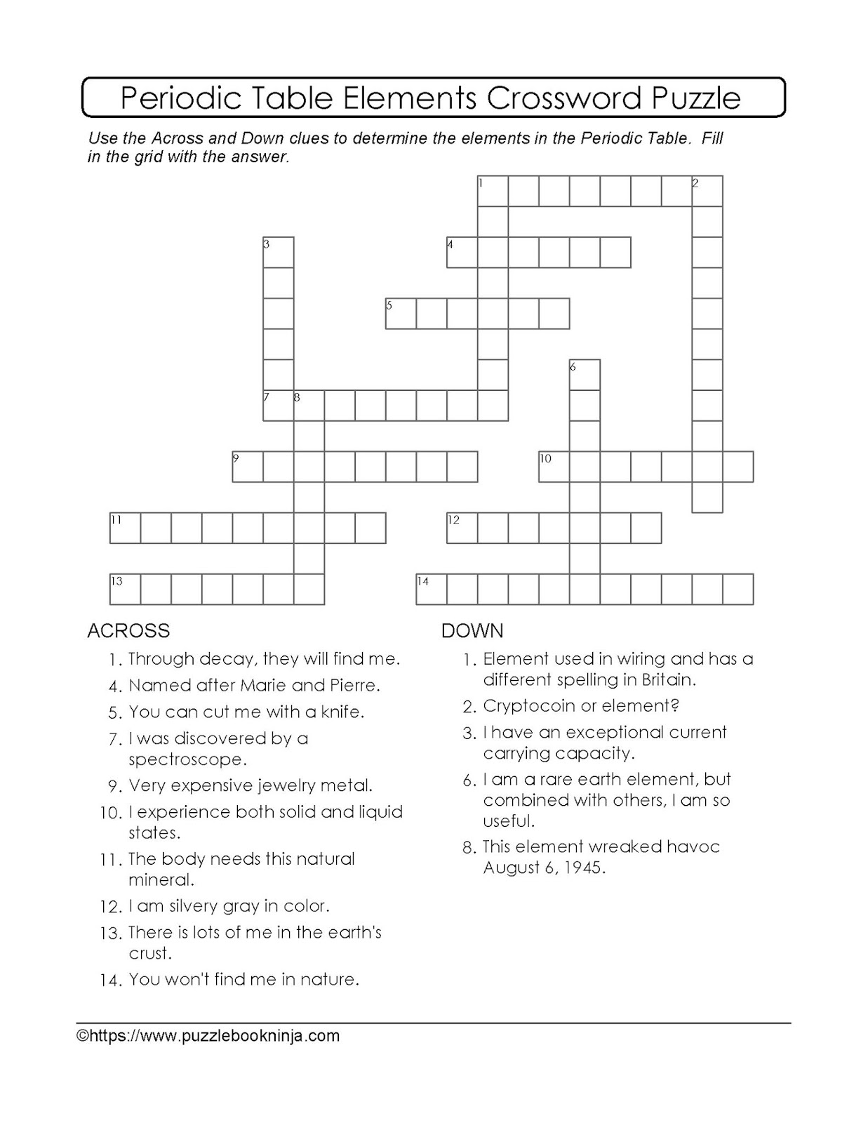 Learning With Puzzles Throughout Periodic Table Puzzle Worksheet Answers