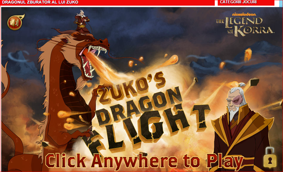 "Dragonul zburator al lui Zuko" - un joc special pentru fanii serialului de animatie "The Legend of Korra"