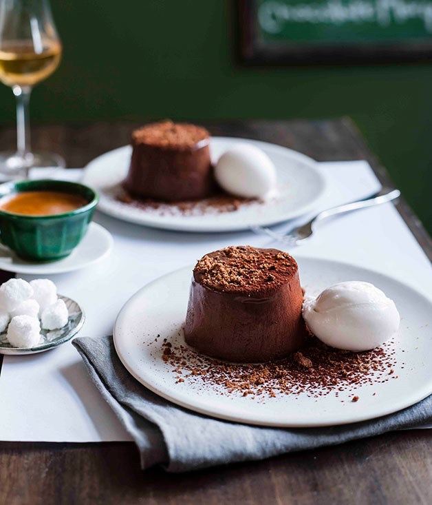 French food Friday...Chocolate marquise with lime and coconut sorbet