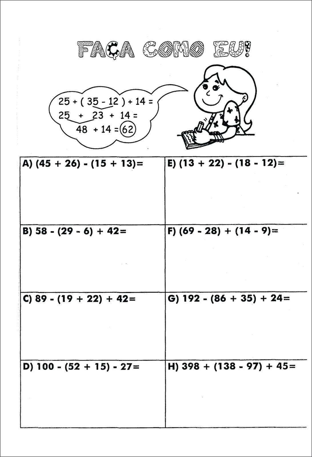 Atividades Operação Inversa Adição E Subtração - BRAINSTACK