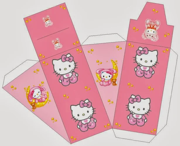 Cajas para Fiesta de Hello Kitty para Imprimir Gratis. 