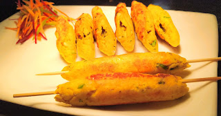Paneer Seekh Kebab in garnished plate Food Recipe Dinner ideas