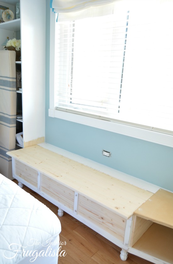 Modified bedroom window seat to increase seat depth.