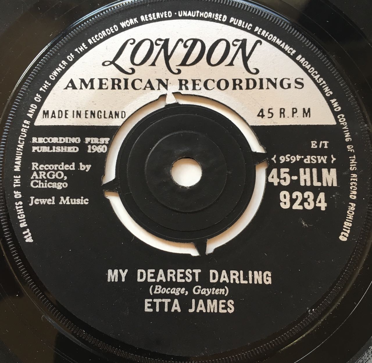 ETTA JAMES - MY DEAREST DARLING - LONDON 45-HLM 9234 (1960) | LOST ...