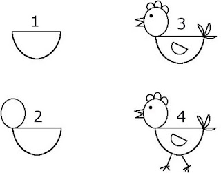 4 Langkah mudah menggambar kartun anak ayam