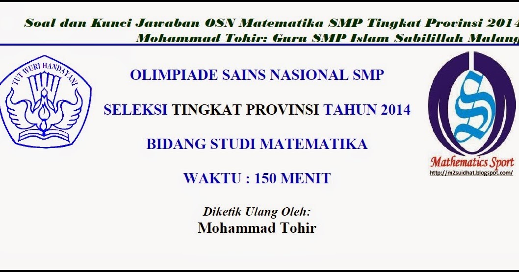 Mathematics Sport Soal dan Kunci Jawaban OSN Matematika