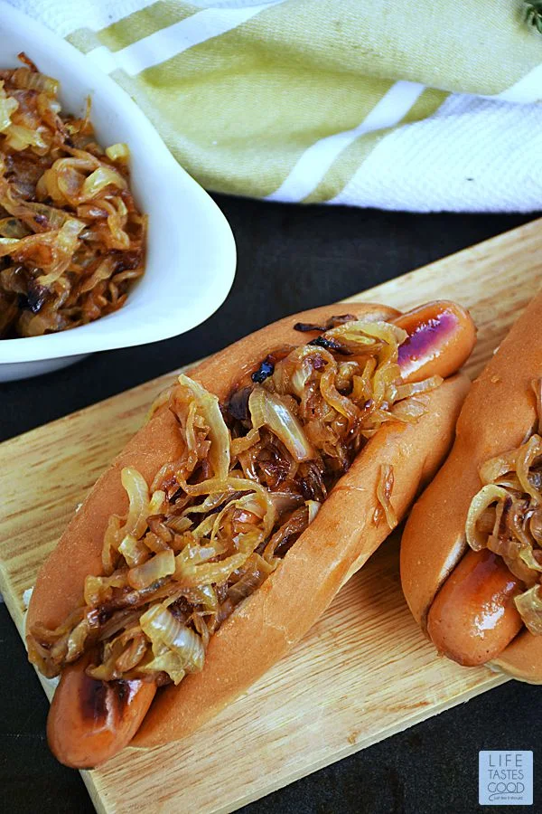 French Onion Hot Dogs - Girl Gone Gourmet