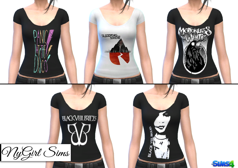 NyGirl Sims 4 Graphic Band Tees