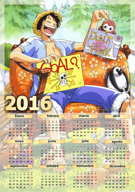 calendario 2016 one piece