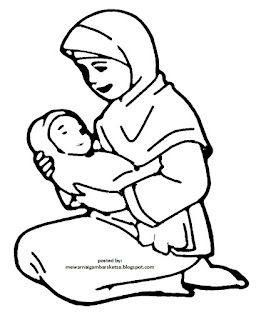Mewarnai Gambar: Mewarnai Gambar Ibu Menggendong Adik