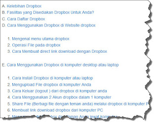 daftar isi contoh daftar link daftar isi