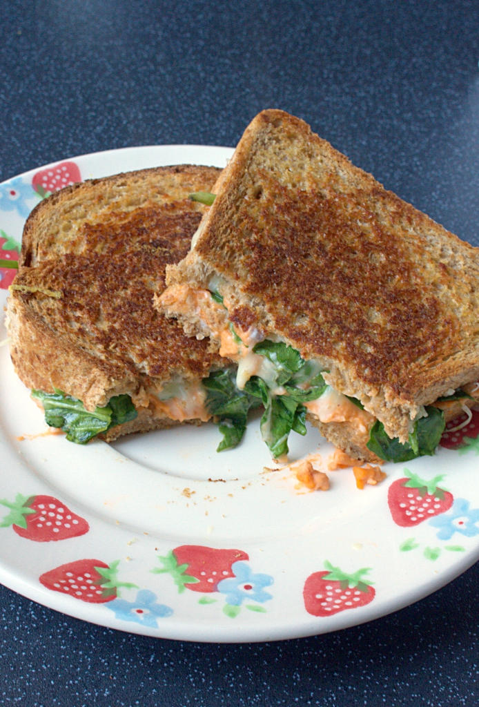 I'd Much Rather Bake Than... Double Cheese, Hummus and Spinach Toastie