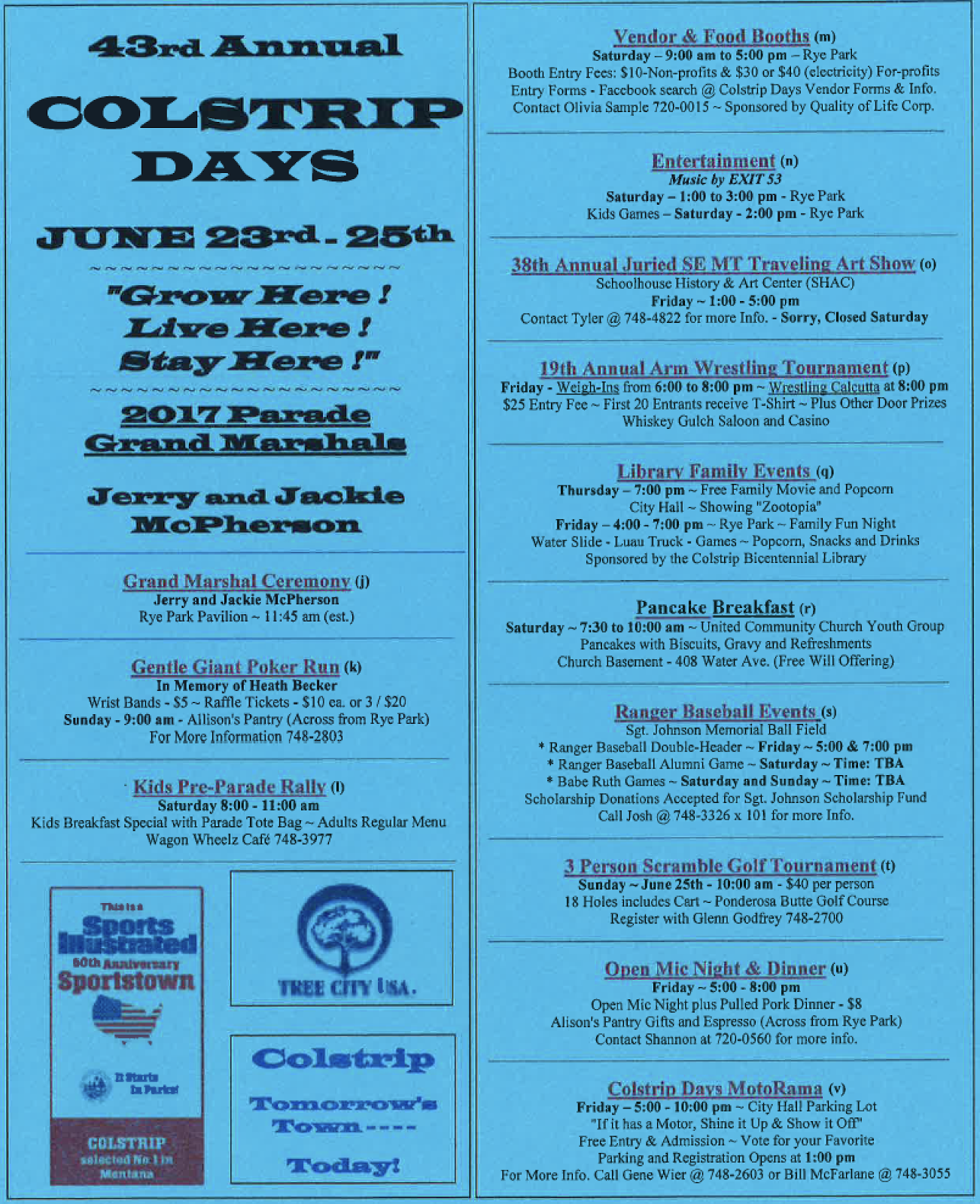 Superintendent's Blog COLSTRIP DAYS Grow Here! Live Here! Stay Here!