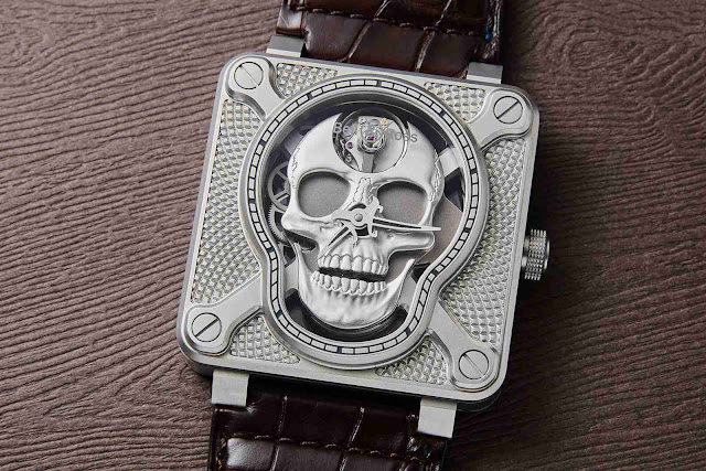 Limited Edition Replica Bell & Ross Aviation BR 01 Laughing Skull Automaton Stainless Steel 46mm Watch Review