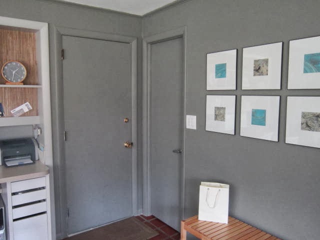 Design Megillah Good Bye Black Doors The Walls Are Benjamin Moore S Chelsea Gray I Used Leftover Paint And Painted Everything Same Color Door Trim Doors