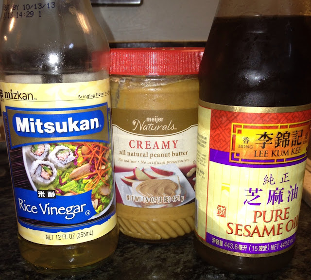 rice vinegar, peanut butter, sesame oil