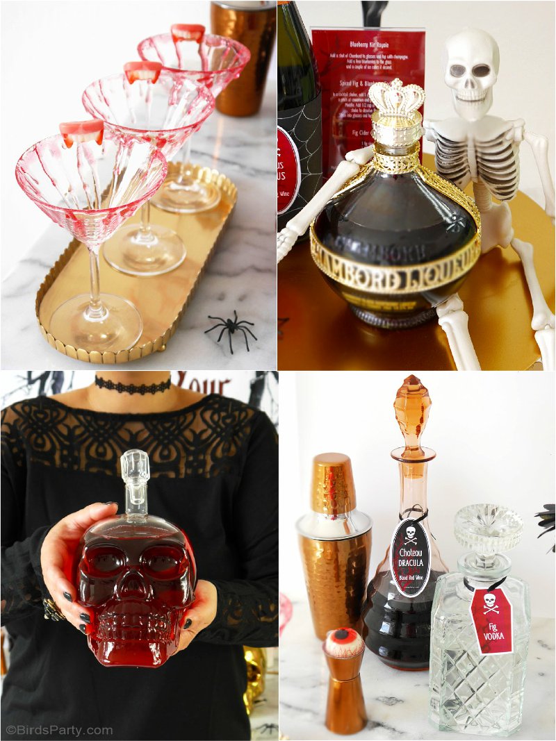 Creepy n' Chic Halloween Cocktail Party Ideas - lots of DIY decorations and drinks recipes for an adult themed spooky and girly glam soiree! by BirdsParty.com @birdsparty