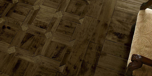 Unique pattern of wood flooring (close-up)