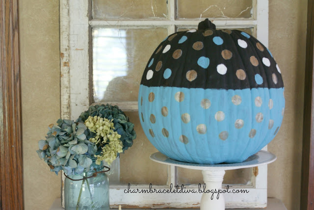 painted polka dot fuax pumpkin