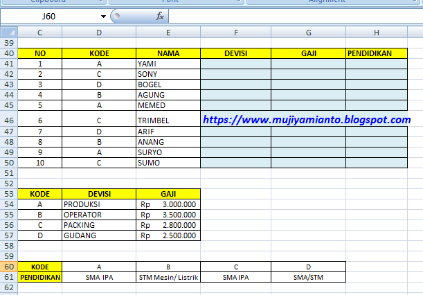 LATIHAN SOAL EXCEL Penggunaan Fungsi Hlookup dan Vlookup