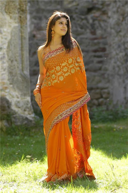 Nayanthara Hot Photos In Orange Saree