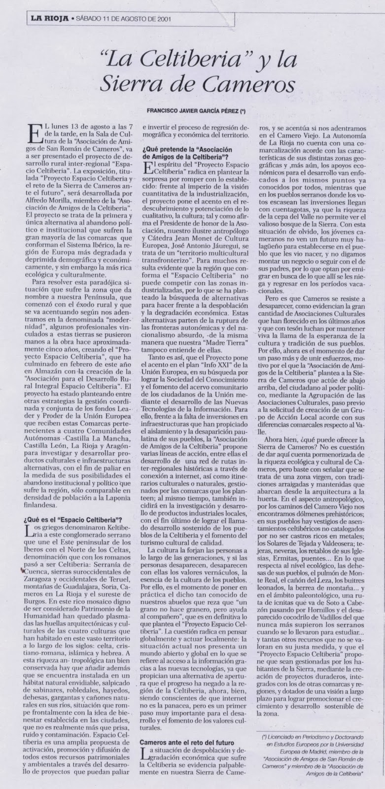 La Celtiberia y la Sierra de Cameros, La Rioja, 11 de agosto de 2001.