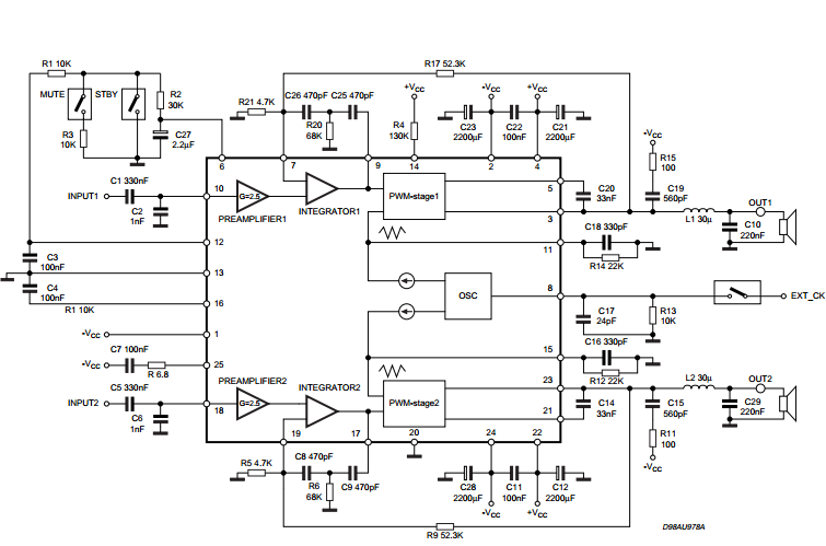 45w Audio Amplifier Circuit Using Stk055