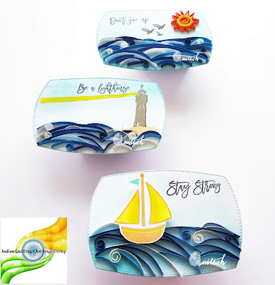 Quilling, ATCs, Altenew- be a lighthouse, Quillish, Sea Quilling, Motivational quilling