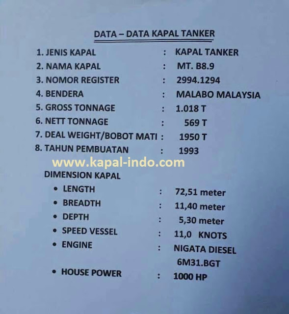 Ship Particullar MT B8.9, ship particular kapal tangker MT B89, ship particular kapal   tanker bekas, pemilik kapal tanker MT B89, owner kapal tanker MT B89, spesifikasi   kapal tanker MT B89, jual kapal tanker dan ship particular