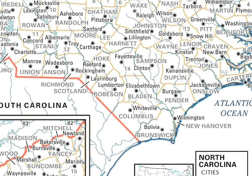 Wayne County, North Carolina North Carolina County Map With Roads
