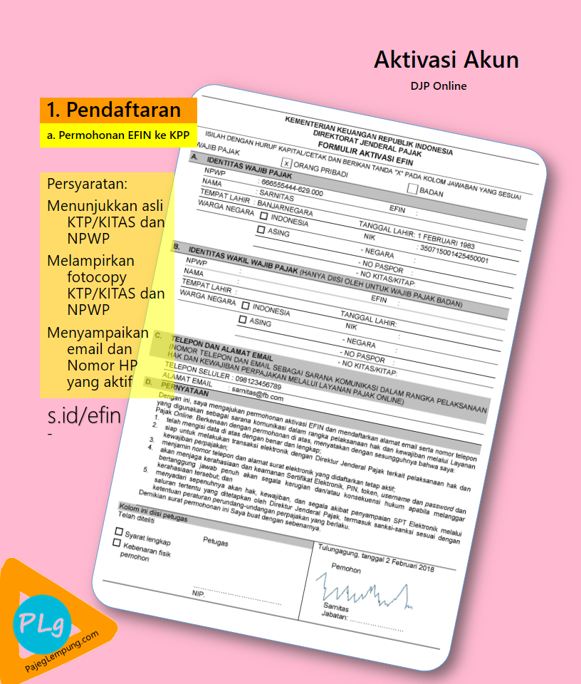 Lapor Efiling Permohonan Aktivasi EFIN dan Registrasi eFiling